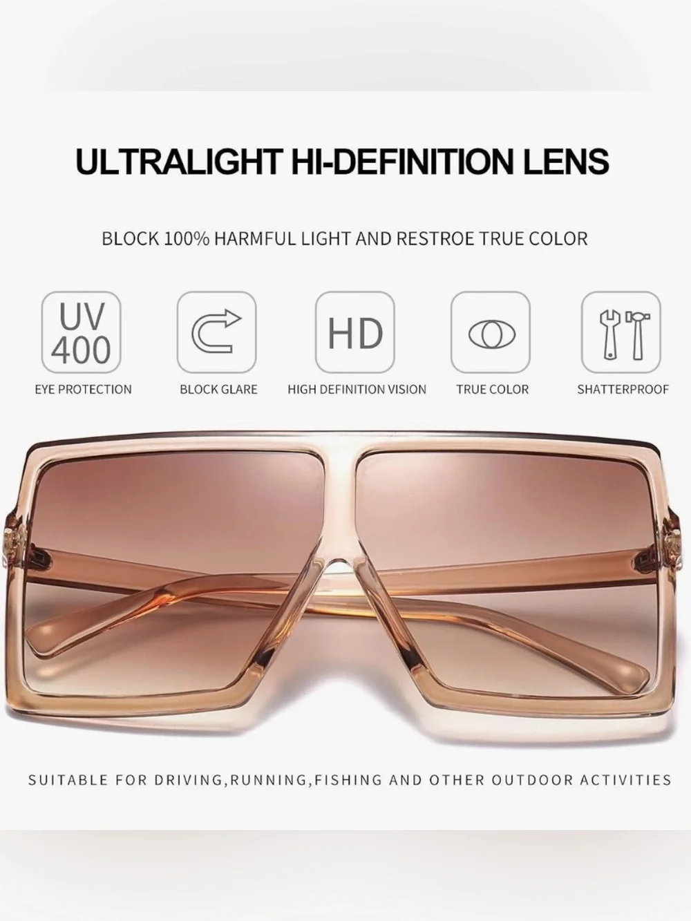 Dollger Oversized Square Shield Sunglasses Pink Gradient UV400 Unisex New